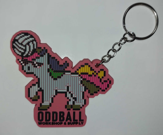 Pink Unicorn with Volleyball Keychain - Oddball Workshop