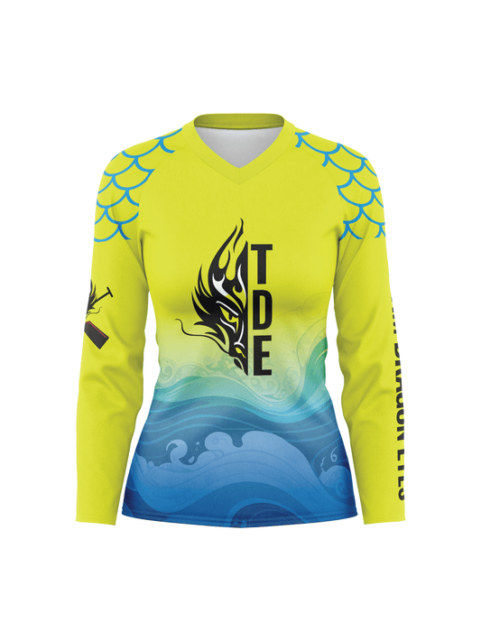 Team Dragon Eyes Women's Athletic Jersey Dragon Scales Shoulder Long Sleeve - Oddball Workshop