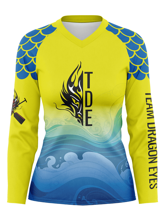 Team Dragon Eyes Women's Athletic Jersey Dragon Scales Shoulder TDE 2025 Long Sleeve - Oddball Workshop