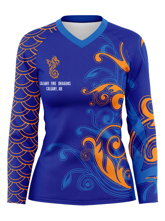 Calgary Fire Dragon | Women's H2O Athletic Long Sleeve Jersey - Oddball Workshop