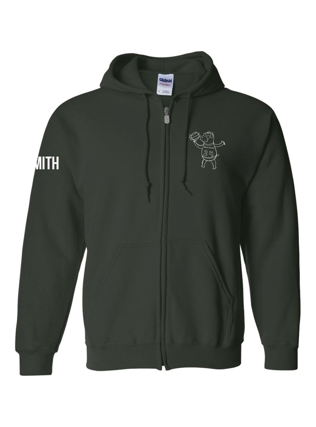 Churchill Secondary Grad 2024 Zip Up Hoodie (Bulldog Ball Spin Logo) - Oddball Workshop
