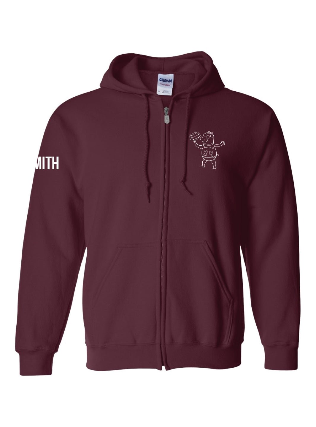 Churchill Secondary Grad 2024 Zip Up Hoodie (Bulldog Ball Spin Logo) - Oddball Workshop