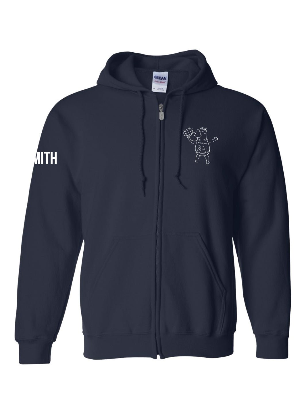 Churchill Secondary Grad 2024 Zip Up Hoodie (Bulldog Ball Spin Logo) - Oddball Workshop
