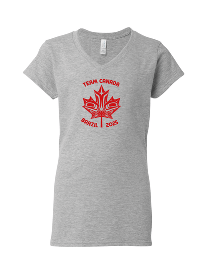 Team Canada Brazil Casual Wear - Women's V - neck T-shirt - Oddball Workshop