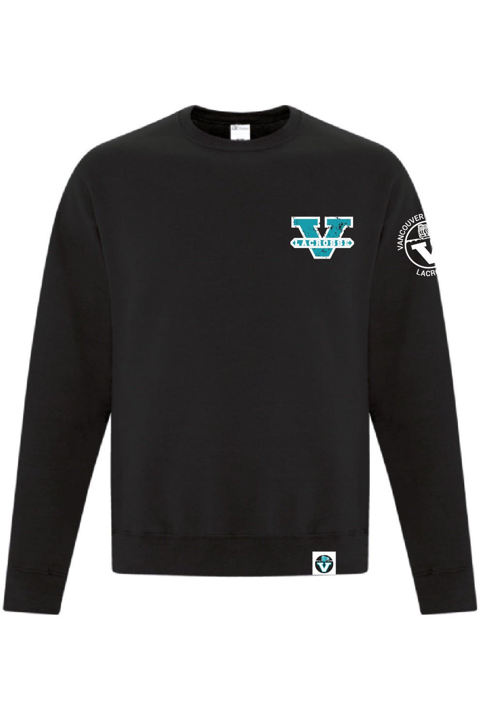 Vancouver Lacrosse | Left Chest V Lacrosse & Left Arm Crest Logo Crewneck Sweatshirt (Adult) - Oddball Workshop