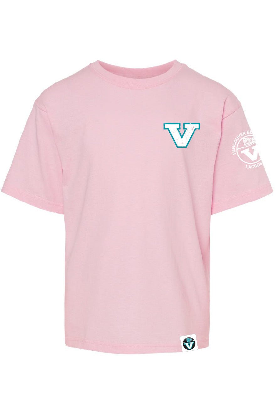 Vancouver Lacrosse | Left Chest Vintage V & Left Arm Crest Tee (Youth) - Oddball Workshop