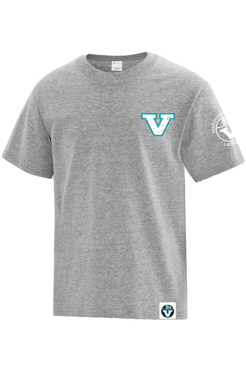 Vancouver Lacrosse | Left Chest Vintage V & Left Arm Crest Tee (Youth) - Oddball Workshop